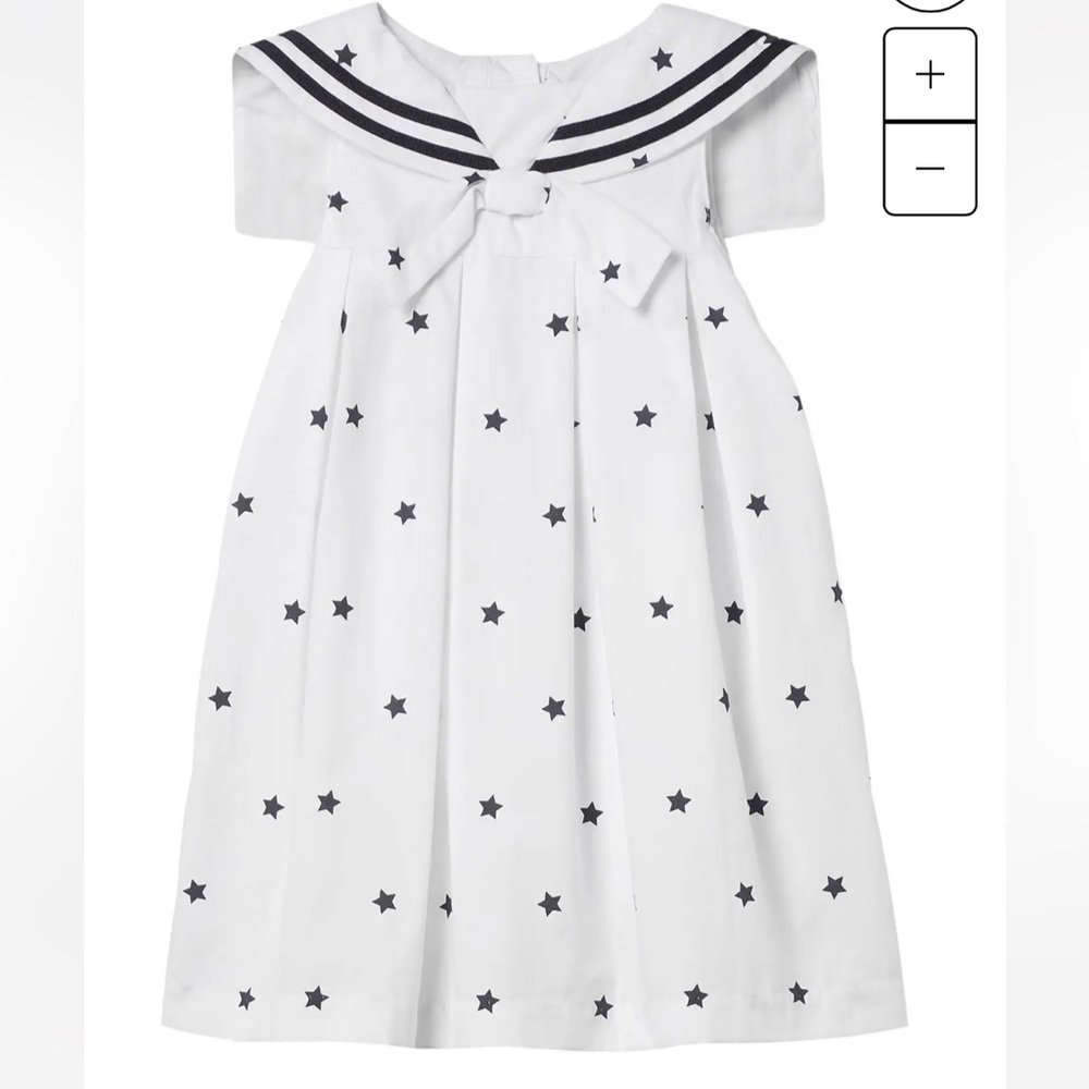 Janie And Jack Star Sailor Dress White Navy Dress with Navy Star Pattern NEW